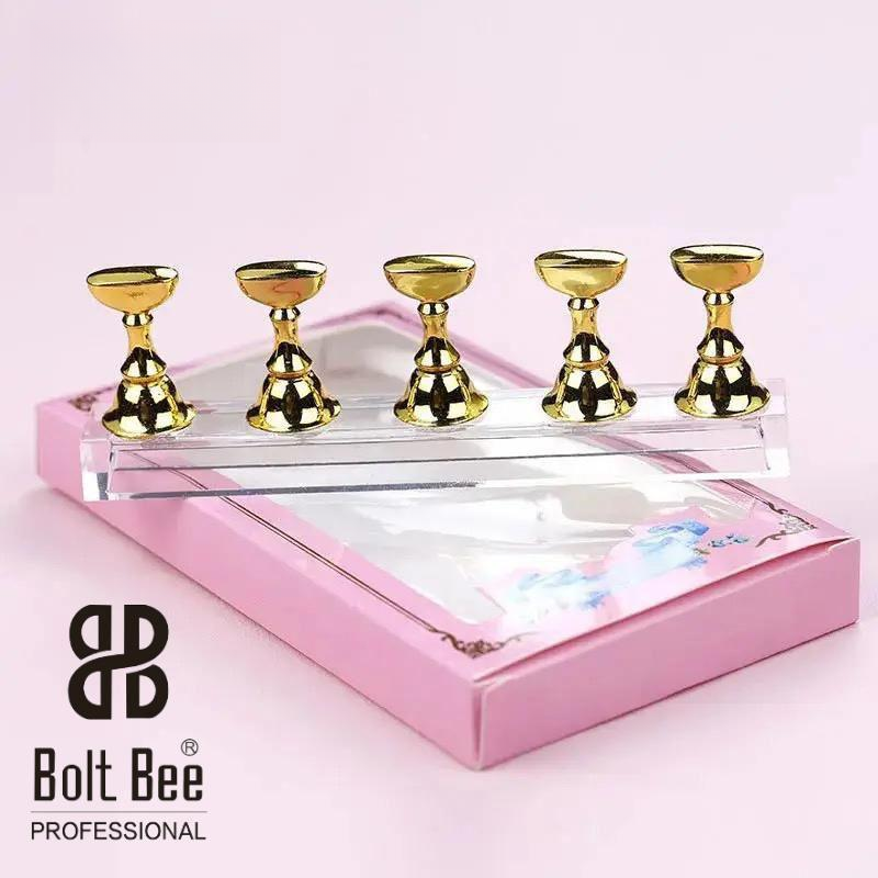 Bolt Bee Magnetic Nail Art Practice Stand Set | 5 Gold Holders & Base