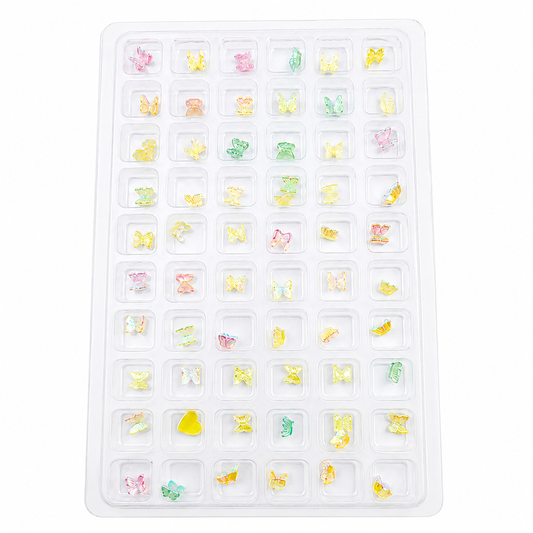 GV1083 3D Aurora Butterfly Nail Charms Set – Iridescent AB Resin Nail Art Decorations for Acrylic, Gel & DIY Manicure (60 Pcs Assorted Designs)