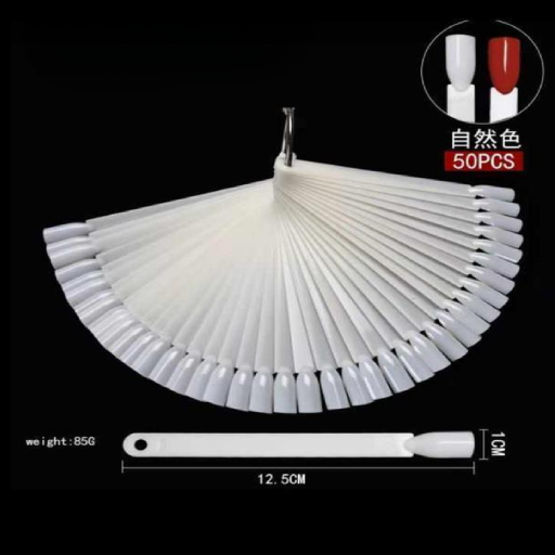 NP245 50 Pcs Natural Color Nail Swatch Display Sticks - 12.5 cm Fan Palette for Gel Polish and Nail Art