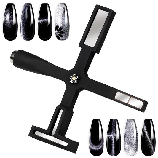 GV4 THR3E STROKES 5 in 1 Magnet for Cat Eye Gel Nail Polish, Multifunctional Magnetic Nail Tool, Upgraded Cross Cat Eye Magnet for Nail Designs 3D Cateye Nail Gel Strong Nail Art Magnet Home Salon Color may Vary