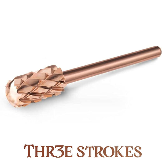 GV70 Nail Drill Bits, 3/32'' Smooth Round Top Large Barrel Carbide Bits, Suitable for Manicure Pedicure Cuticle Gel Polishing, Beginners Bits, Rose Gold, Series Bit (Quintuple Coarse-5XC, ROSE GOLD)