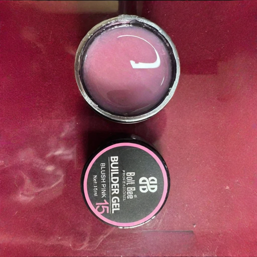 NP122 Bolt Bee Professional Builder Gel - High-Viscosity Self-Leveling Hard Gel (Blush Pink, 15ml Jar)