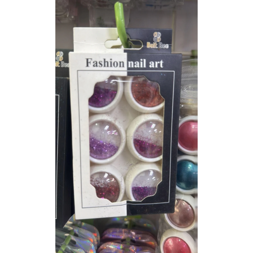 NP233 Bolt Bee Fashion Nail Art Glitter Set - 6 Pots of Mixed Purple, Red & Pink Iridescent Sparkle Dust for Nail Decoration