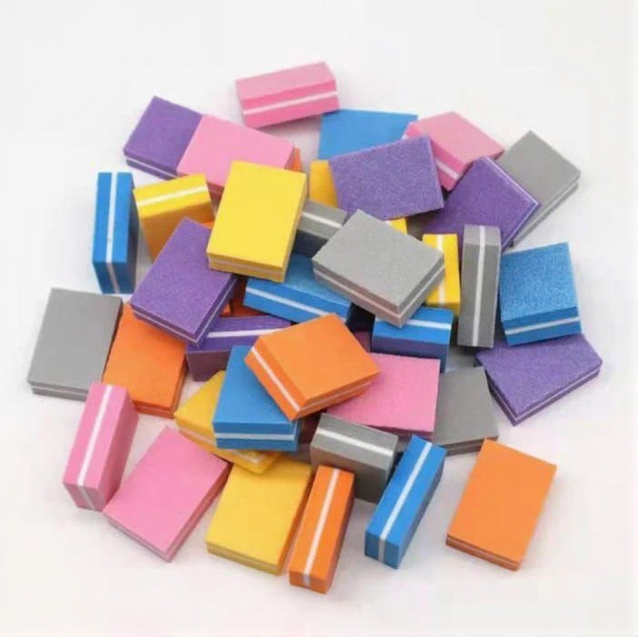 50 Pcs Mini Nail Buffer Blocks – Colorful 3-Sided Foam Sanding Files