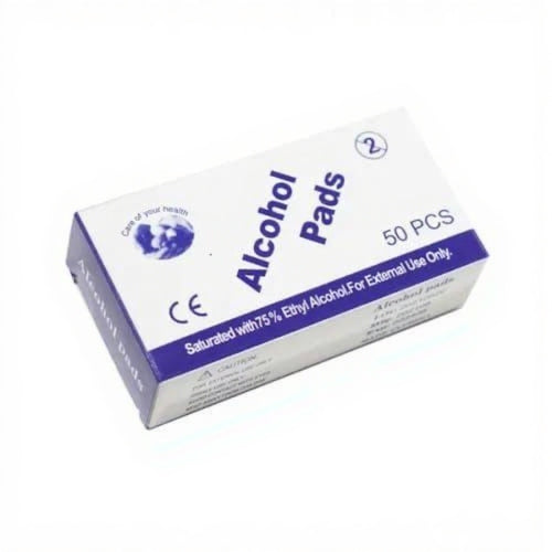 Alcohol Prep Pads (75% Ethyl, 50 Pcs) | Sterile Antiseptic Swabs Box