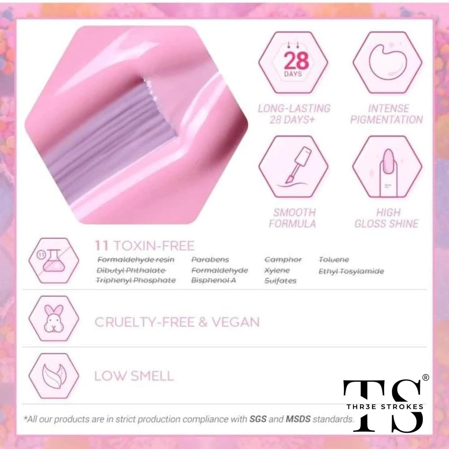 NP42 THR3E STROKES Gel Nail Polish Set - 6 Colors Gel Polish Glitter Gel Polish Sparkle Nail Polish Gel Manicure DIY Salon Nail Art Gifts