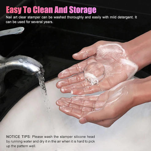 Clear Jelly Nail Stamper | Silicone Stamping Tool with Scraper