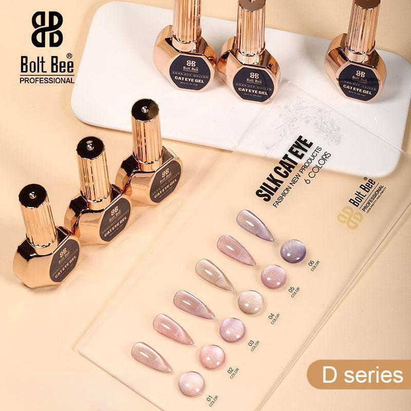 Bolt Bee Silk Cat Eye Gel Set (D Series, 6 Nude) | Magnetic UV/LED Gel
