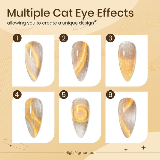 NP43 THR3E STROKES Silver and Gold Smoothie Cat Magnetic Gel Polish - 9D Cateye With Magnet Stick for Salon Manicure and Nail Art DIY at Home - 30 ML