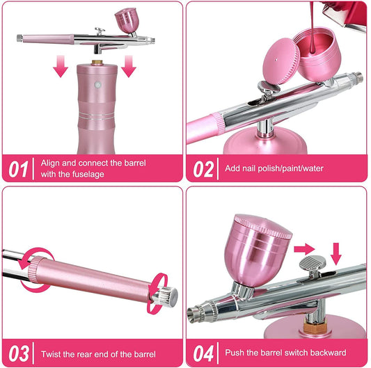 GV848 Rechargeable Airbrush Kit with Compressor – assorted colors Portable Cordless Airbrush Gun for Makeup, Nail Art, Cake Decorating, Crafts & DIY