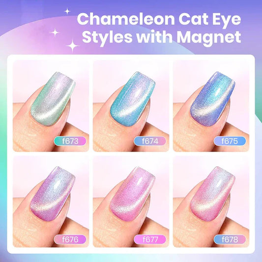 GV969 Vayve Coralia Cat Eye Gel Polish Set – Magnetic Effect, Pearl 6 Shades