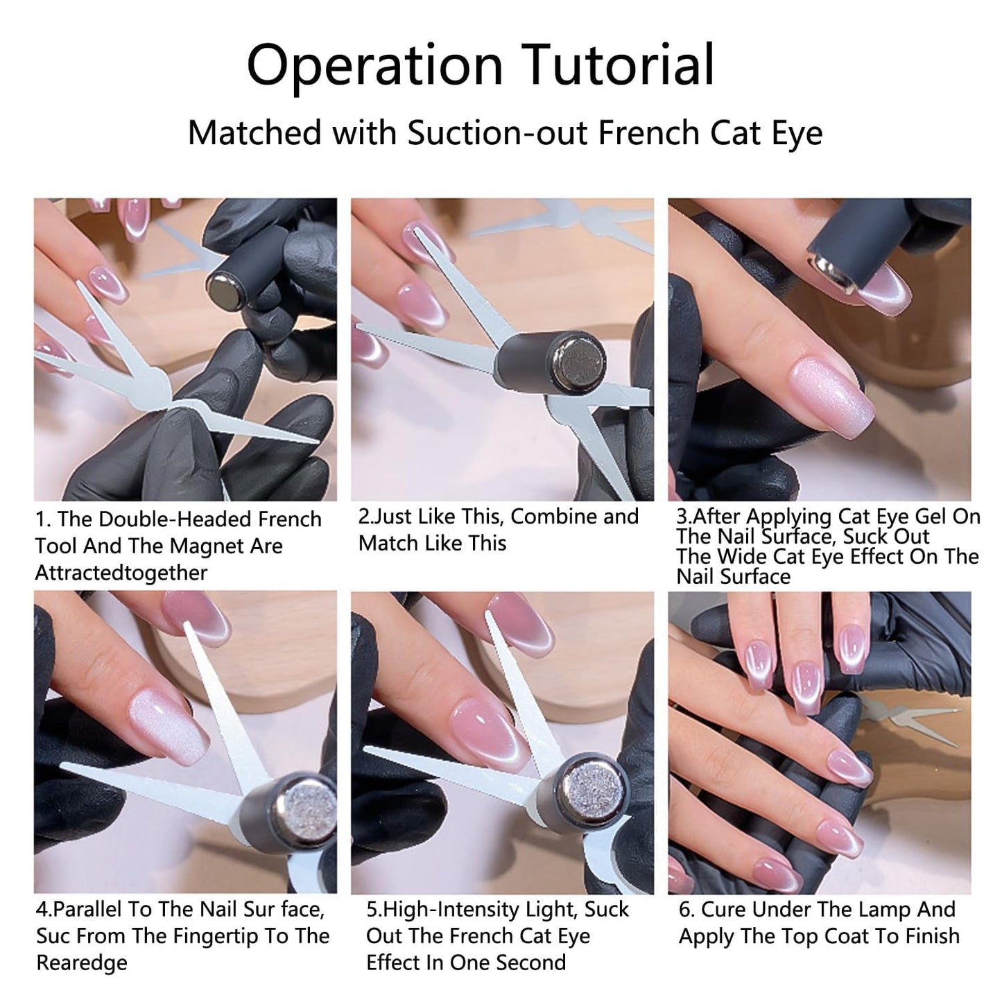 GV892 THR3E STROKES Double-head Cat Eye Nail Magnet, 2 in 1 Strong Magnetic Tool for French Effect, Perfect for DIY or Nail Salon