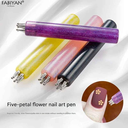 GV911 1Pcs 5-Dot Nail Art Dotting Pen – Multi-Head Flower Dot Tool for Nail Art, Mandala & Gel Polish Design Color may Vary