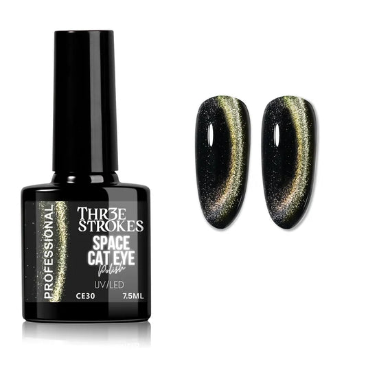 GV1141 THR3E STROKES 9D Glitter Cat Eye Gel Magnetic Nail Polish Art Manicure DIY at Home Soak Off UV Gel 7.5ML (CE30, 7.5ML)