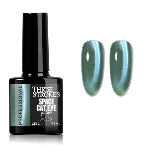 GV1143 THR3E STROKES 9D Glitter Cat Eye Gel Magnetic Nail Polish Art Manicure DIY at Home Soak Off UV Gel 7.5ML (CE32, 7.5ML)