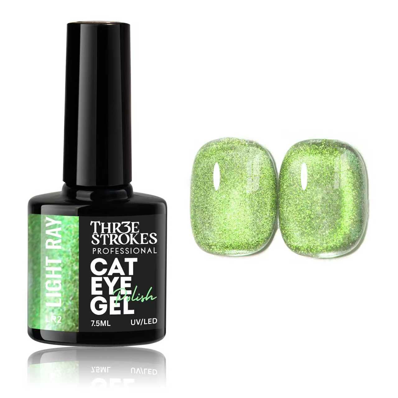 GV935 THR3E STROKES Glitter Set - 6 Color Cat Eye Gel Nail Polish Set with Magnet Colorful Galaxy for Holographic Cat Eye, Salon Gel Manicure and Nail Art DIY at Home (LIGHT RAY)