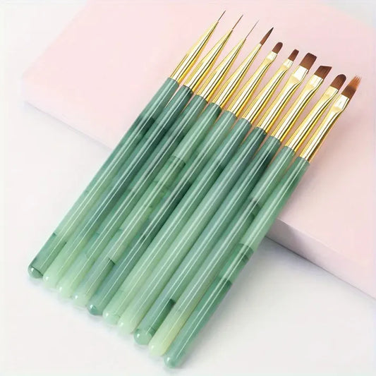 10-Piece Nail Art Brush Set for UV Gel & Acrylic Designs
