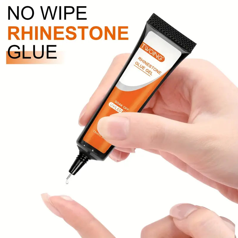 GV769 15ml Super Adhesive Rhinestone Glue for Nails – No Wipe Gel Nail Glue for Crystals, Beads & 3D Nail Art, UV/LED Lamp Cured