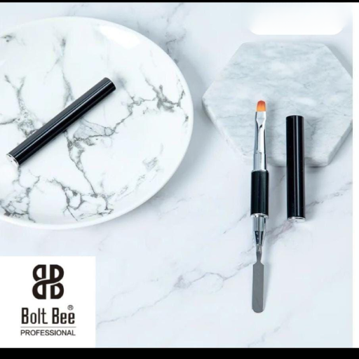 NP177 Bolt Bee Professional Dual-Ended Polygel Nail Brush and Spatula Tool with Cap