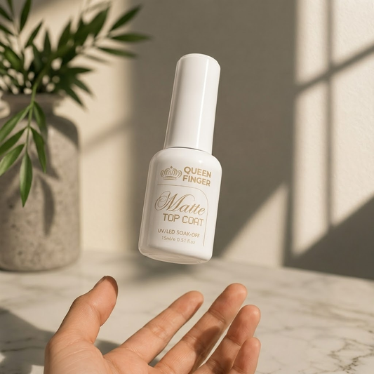 GV1166 QUEEN FINGER Matte Top Coat UV/LED Soak-Off Gel Polish, 15ml / 0.51 fl. oz - Professional Non-Wipe Velvety Finish Sealer for Acrylic, Gel Nails & DIY Manicure