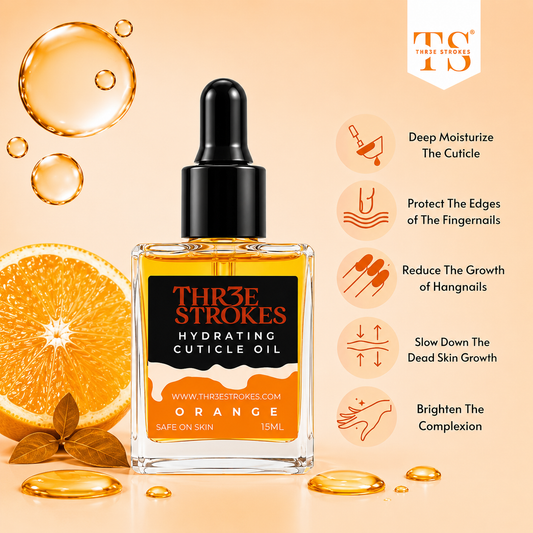 GV78 THR3E STROKES Naturale Revitalizing Cuticle Oil - Hydrating Oil For Repaired Cuticles Overnight - Remedy For Damaged Skin And Thin Nails - Paraben/Cruelty-Free Formula 15ML (ORANGE)