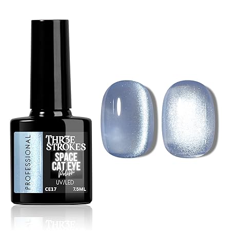 GV816 THR3E STROKES 9D Glitter Cat Eye Gel Magnetic Nail Polish Art Manicure DIY at Home Soak Off UV Gel 7.5ML (CE17, 7.5ML)