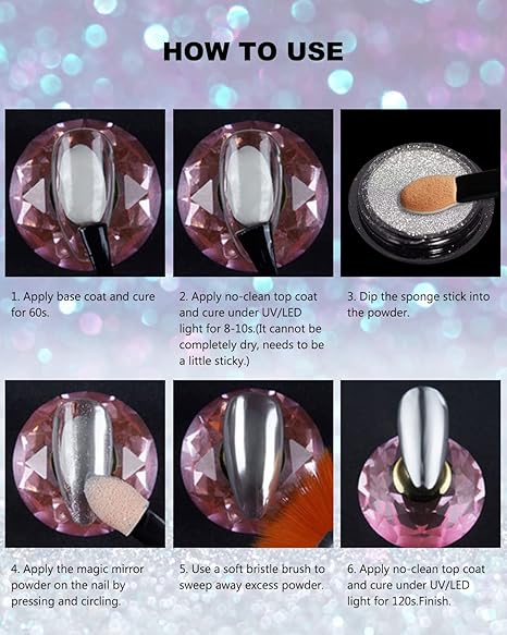 GV214 THR3E STROKES 3 Colors Chrome Nail Powder Set Reflective Glitter Metallic Mirror Effect for Nails Art Design 3D Holographic Silver Rose Gold Pigment Flash Light Crome Paillette Dust (RSG Powder) (Each 0.5gm)