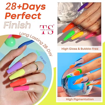 GV217 THR3E STROKES Gel Nail Polish Set - 6 Colors Gel Polish Glitter Gel Polish Sparkle Nail Polish Gel Manicure DIY Salon Nail Art Gifts (RAVE NEON (RN5347), 7.5ML)
