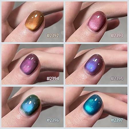 GV285 THR3E STROKES Glitter Cat Eye Gel Nail Polish Set with Magnet Colorful Galaxy for Holographic Cat Eye, Salon Gel Manicure and Nail Art DIY at Home Specific for Nail (NEBULA)