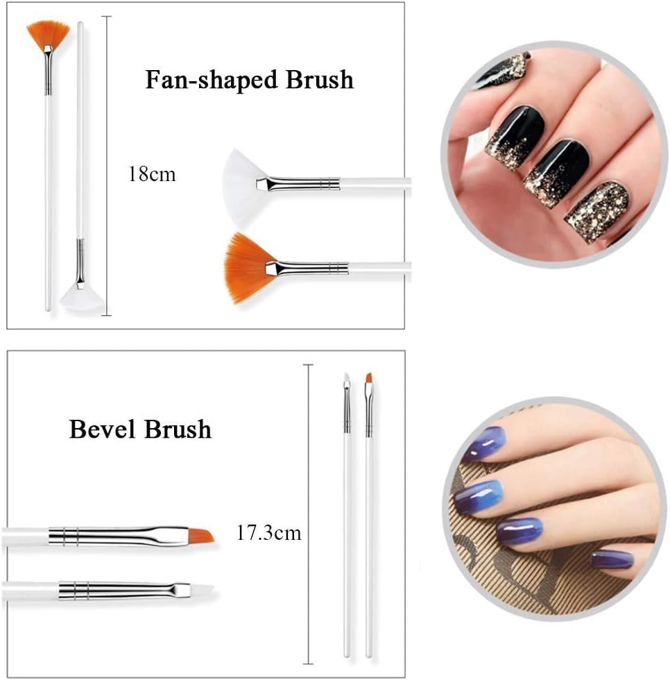 GV779 THR3E STROKES 28-Piece Professional Nail Art Tool Set with Brushes, Dotting Pens, Liner Brushes, Silicone Sculpture Pens, Multicolored