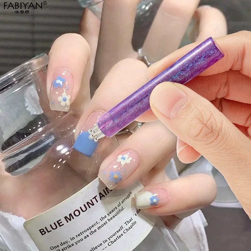 GV911 1Pcs 5-Dot Nail Art Dotting Pen – Multi-Head Flower Dot Tool for Nail Art, Mandala & Gel Polish Design Color may Vary