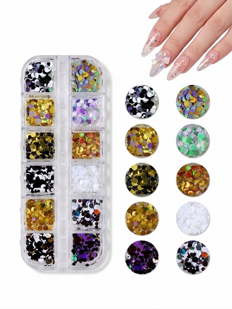 GV1053 Fall Nail Art Stickers Maple Leaf Nail Art Glitter Set – 3D Autumn Nail Sequins Decoration Kit