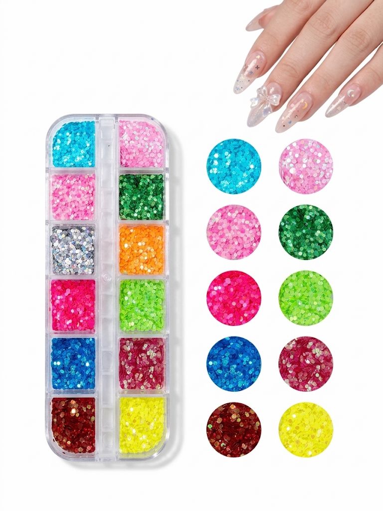 GV1068 Fall Nail Art Stickers Maple Leaf Nail Art Glitter Set – 3D Autumn Nail Sequins Decoration Kit