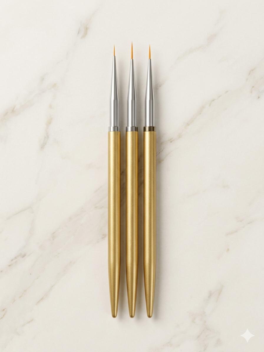 GV1028 3 PCS Nail Art Brush Set – Professional Nail Design Brushes Kit Color may Vary