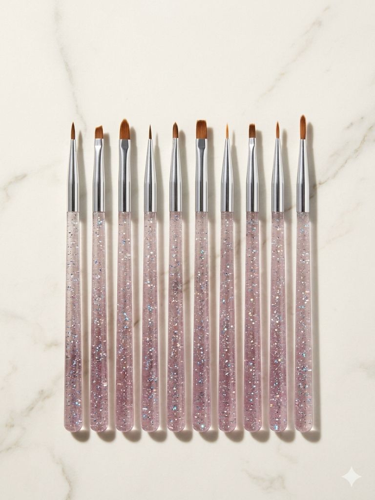 GV1032 10 PCS Nail Art Brush Set – Professional Nail Design Brushes Kit Color may Vary