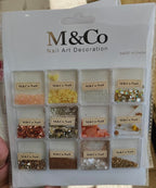 GV730 M&Co 12 in 1 Nail Art Decoration Set – Glitter, Beads & Dried Flowers