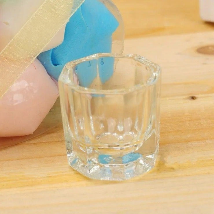 Crystal Glass Dappen Dish with Lid | Small Manicure Bowl for Acrylic