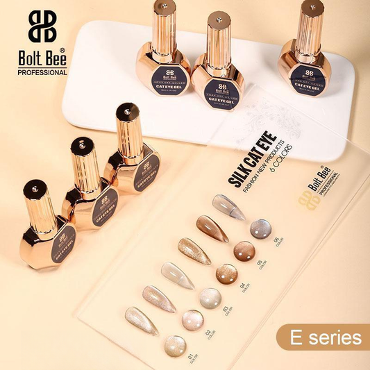 Bolt Bee Silk Cat Eye Gel Set (E Series, 6 Colors) | Magnetic Nail Gel