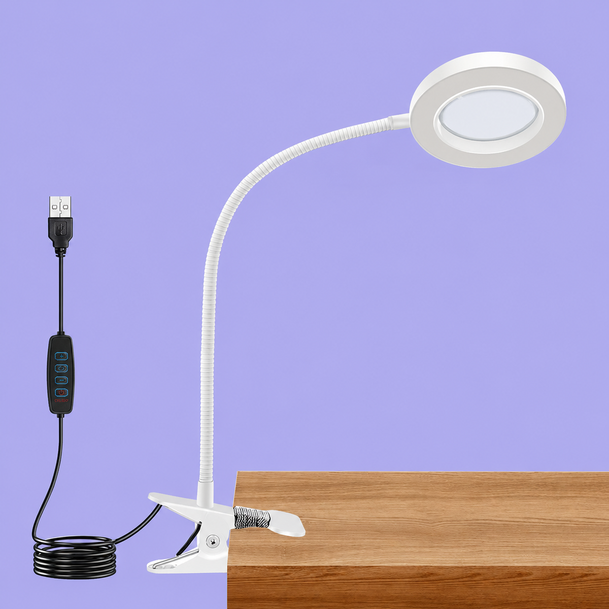 GV908 LED Clip-On Flexible Metal Tube Lamp with Plastic Head – Mini USB Gel Nail Dryer Desk Lamp for DIY Manicure Color may Vary