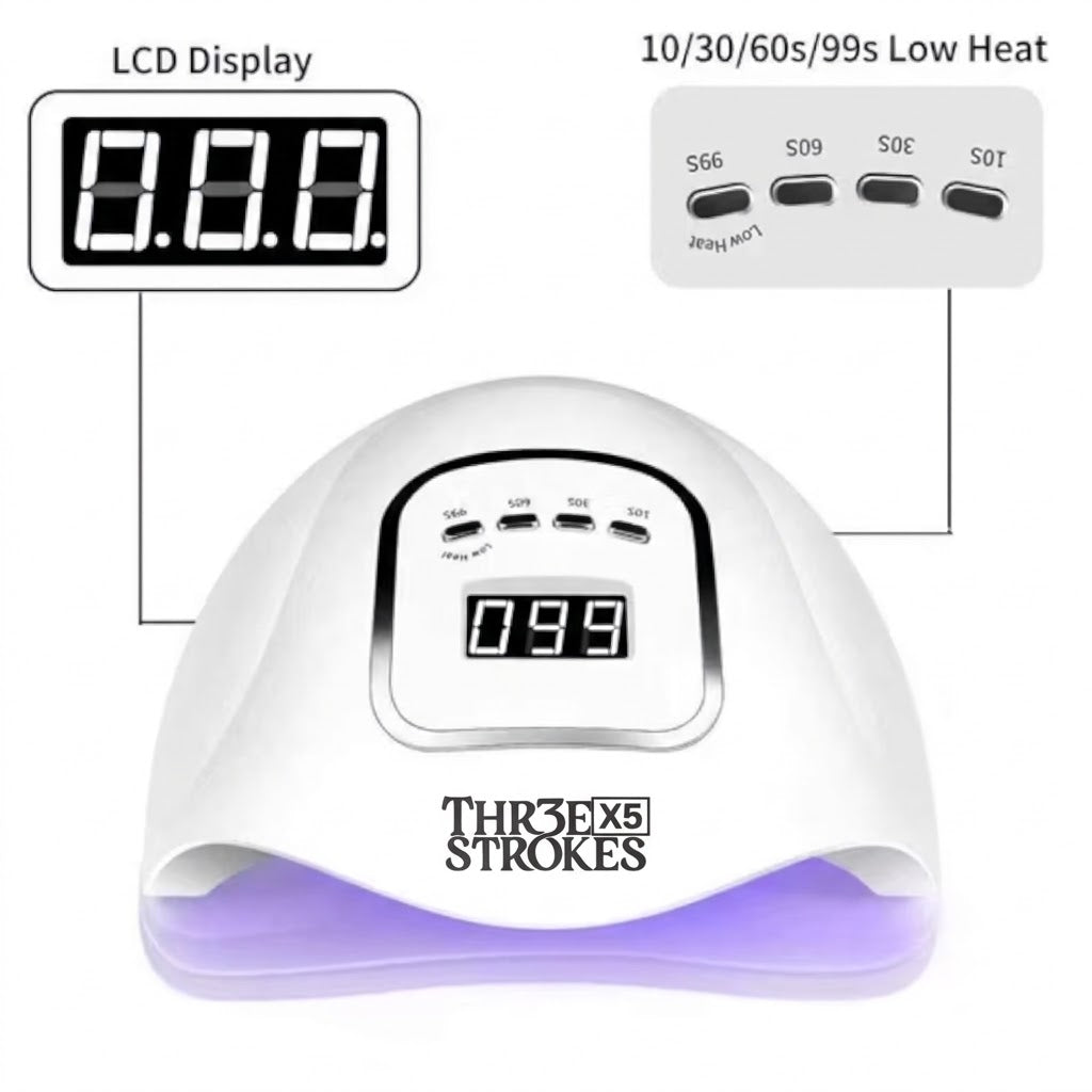 GV1229 THR3E STROKES X5 Professional Gel Polish UV/LED Nail Dryer Lamp - Smart Auto-Sensor Curing Light with Digital LCD Display, 4 Preset Timers & Anti-Glare Eye Protection for Salon Manicures & Pedicures