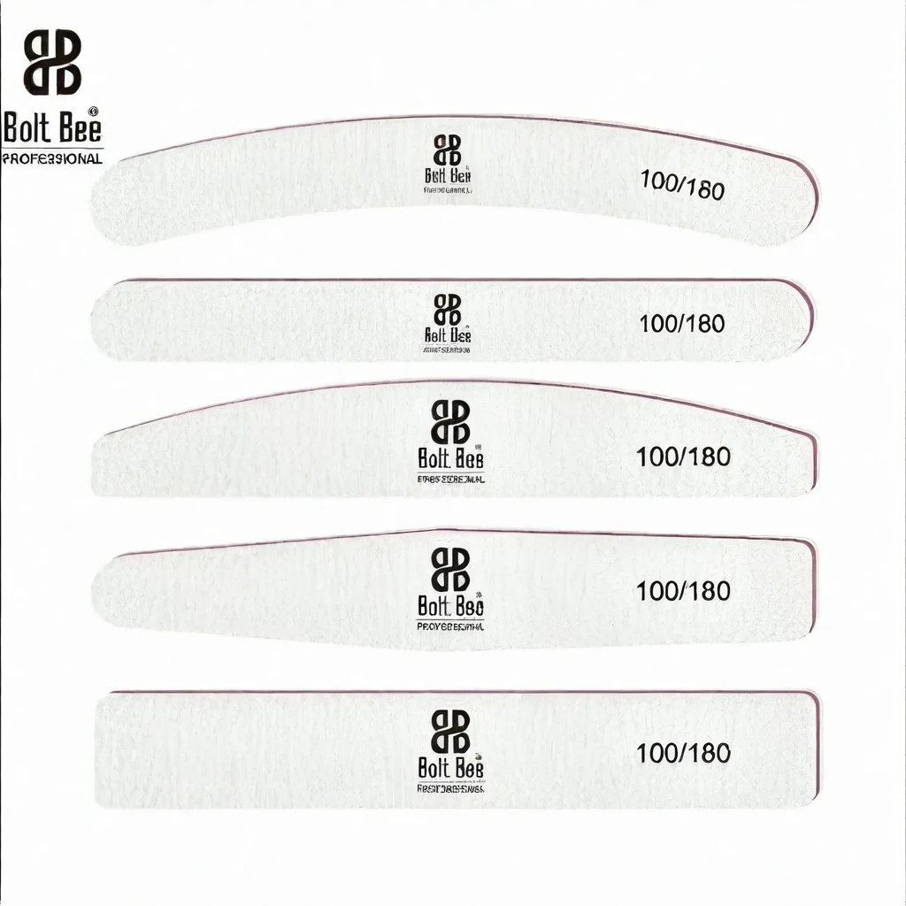 NP182 Bolt Bee Professional Double-Sided Nail File Set (100/180 Grit) - Banana/Half-Moon Shape ( any one filer in fix)