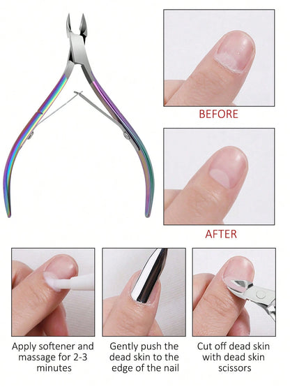 NP165 Professional Iridescent Rainbow Cuticle Nippers - High-Precision Stainless Steel Nipper for Manicure and Pedicure