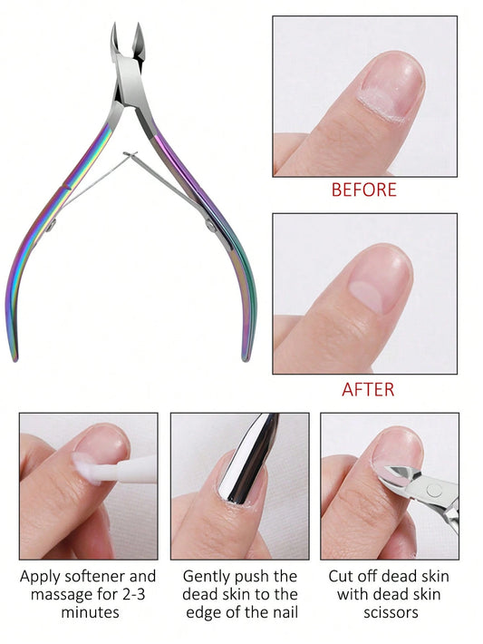 NP165 Professional Iridescent Rainbow Cuticle Nippers - High-Precision Stainless Steel Nipper for Manicure and Pedicure