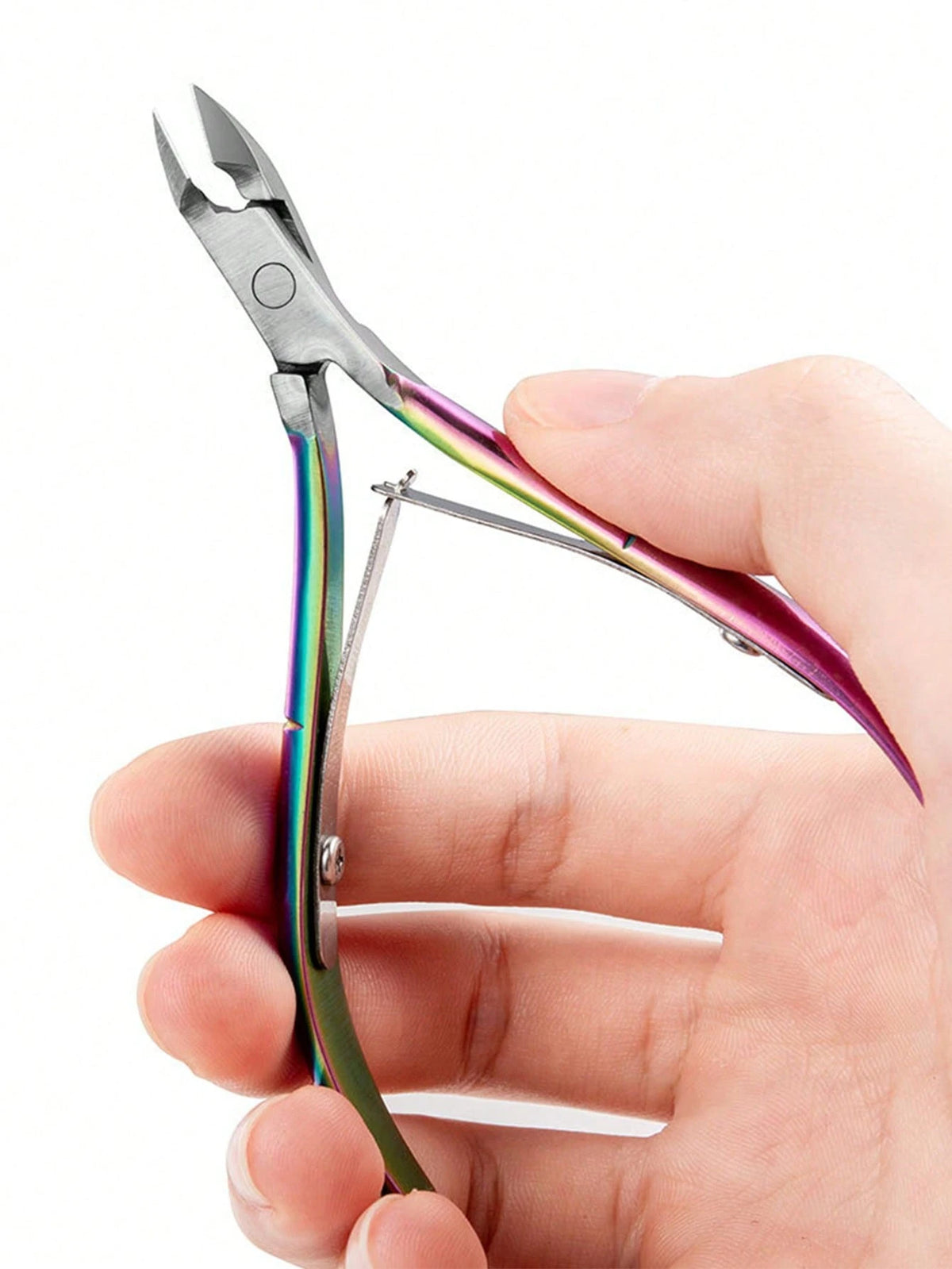 NP165 Professional Iridescent Rainbow Cuticle Nippers - High-Precision Stainless Steel Nipper for Manicure and Pedicure