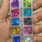 GV814 Holographic Heart Nail Glitter Set – 12-Color Iridescent Confetti for Nail Art, Resin & DIY Crafts