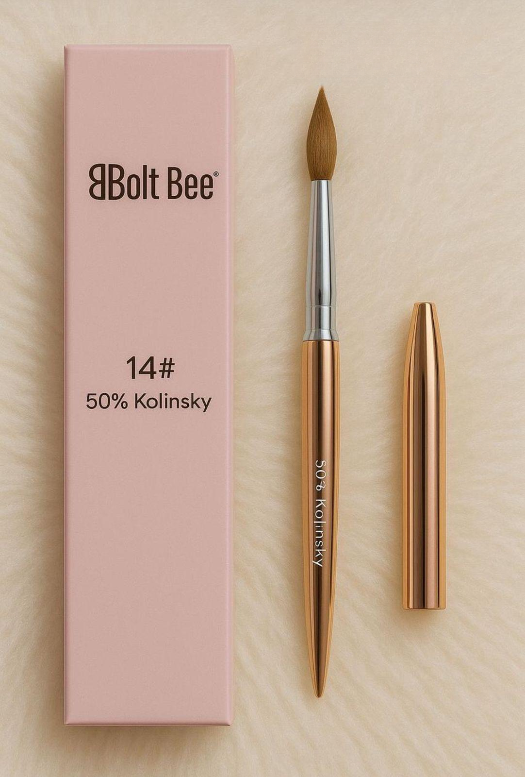 Bolt Bee Acrylic Brush #14 | 50% Kolinsky Sable Premium Rose Gold Brush
