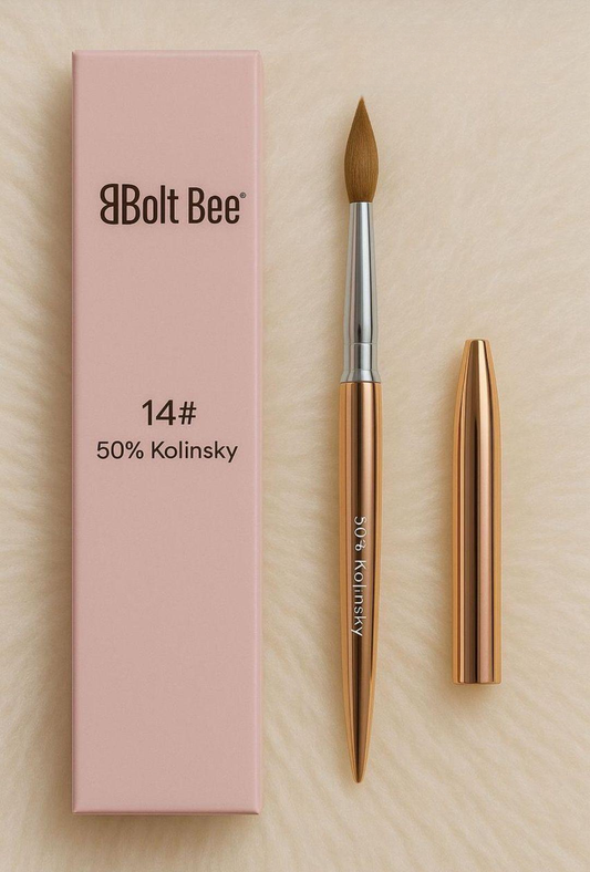 Bolt Bee Acrylic Brush #14 | 50% Kolinsky Sable Premium Rose Gold Brush
