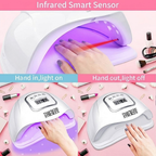 GV1229 THR3E STROKES X5 Professional Gel Polish UV/LED Nail Dryer Lamp - Smart Auto-Sensor Curing Light with Digital LCD Display, 4 Preset Timers & Anti-Glare Eye Protection for Salon Manicures & Pedicures