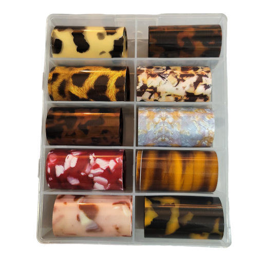 10-Color Nail Art Transfer Foil Set for DIY Manicures