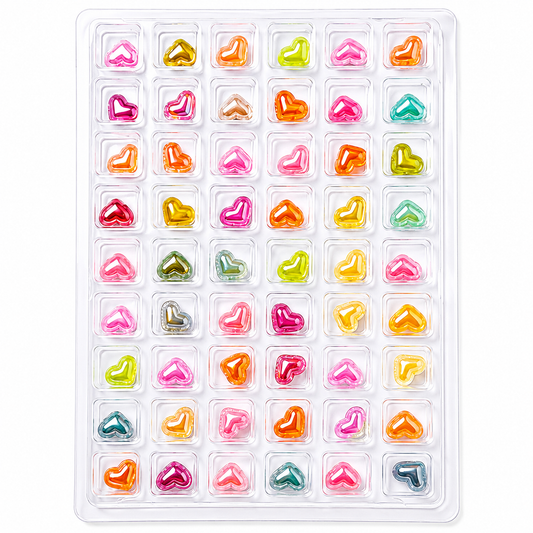 GV1084 3D Colorful Heart Nail Charms Set – Mixed Candy Color Resin Heart Nail Art Decorations for Acrylic, Gel & DIY Manicure (60 Pcs Assorted Designs)